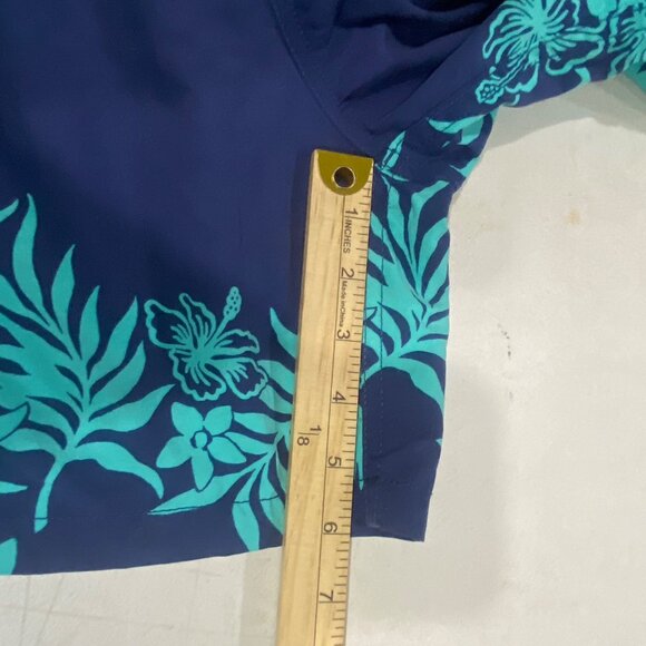 Reyn Spooner Mens Tropical Floral Swim Trunks 2XL Blue & Green Drawstring Stretc - Picture 9 of 13